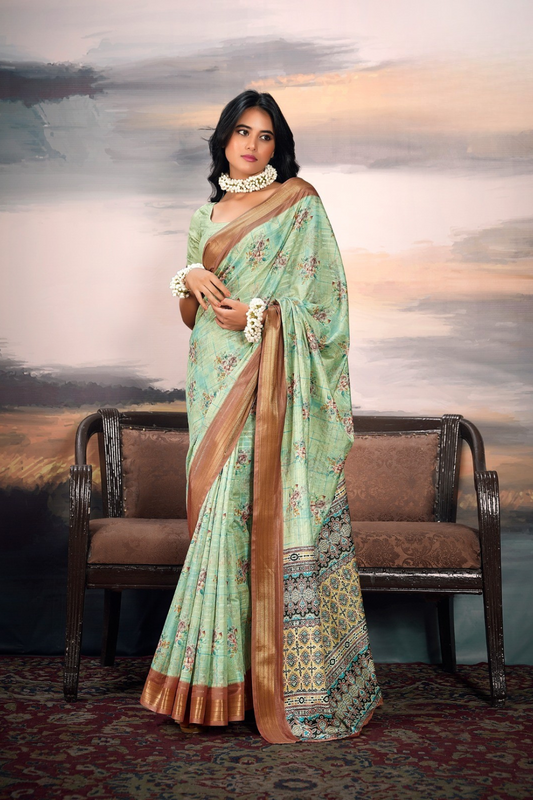 Pure Cotton Silk Saree with Elegant Digital Print - LaVante Fashion
