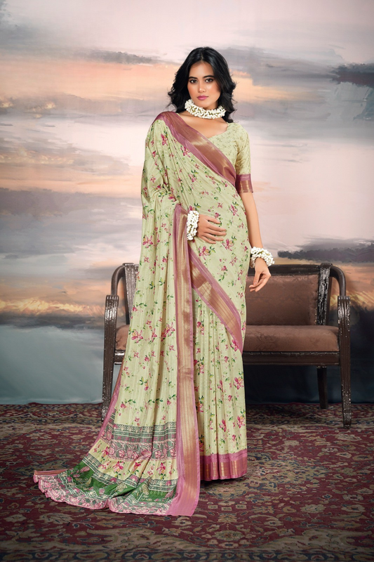 Pure Cotton Silk Saree with Elegant Digital Print - LaVante Fashion