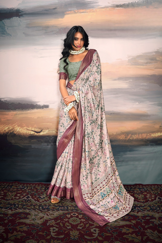 Pure Cotton Silk Saree with Elegant Digital Print - LaVante Fashion