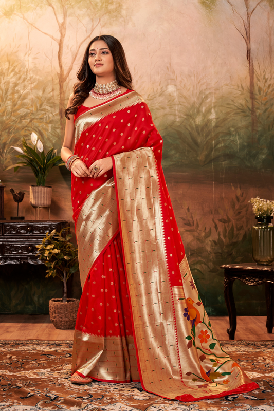 Pure Paithani Silk Saree with Zari Weaving - LaVante Fashion