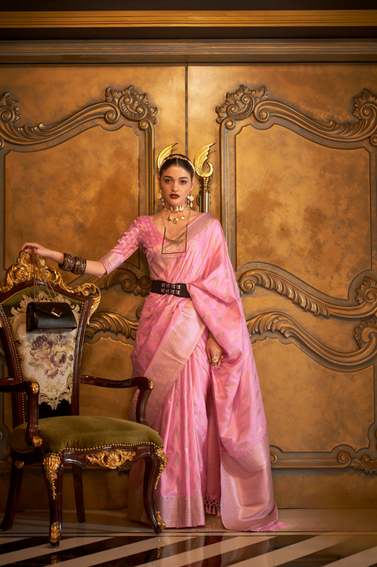 Satin Handloom Saree with Intricate Weaving Work