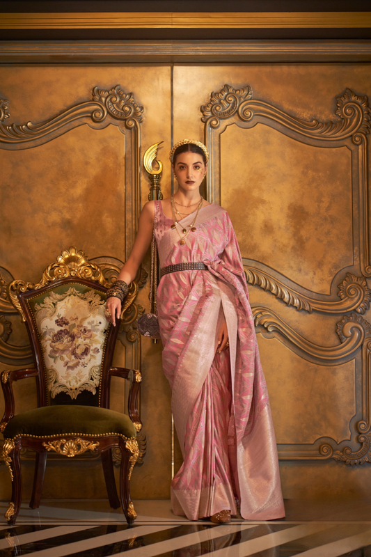 Satin Handloom Saree with Intricate Weaving Work