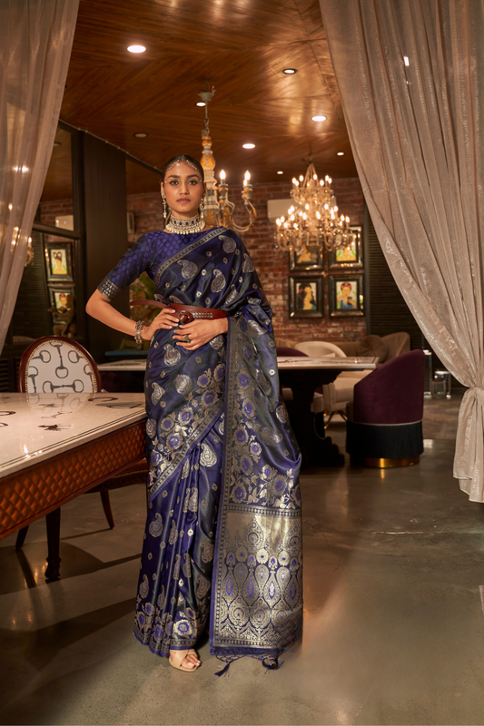 Pure Satin Saree with Elegant Handloom Weaving Design