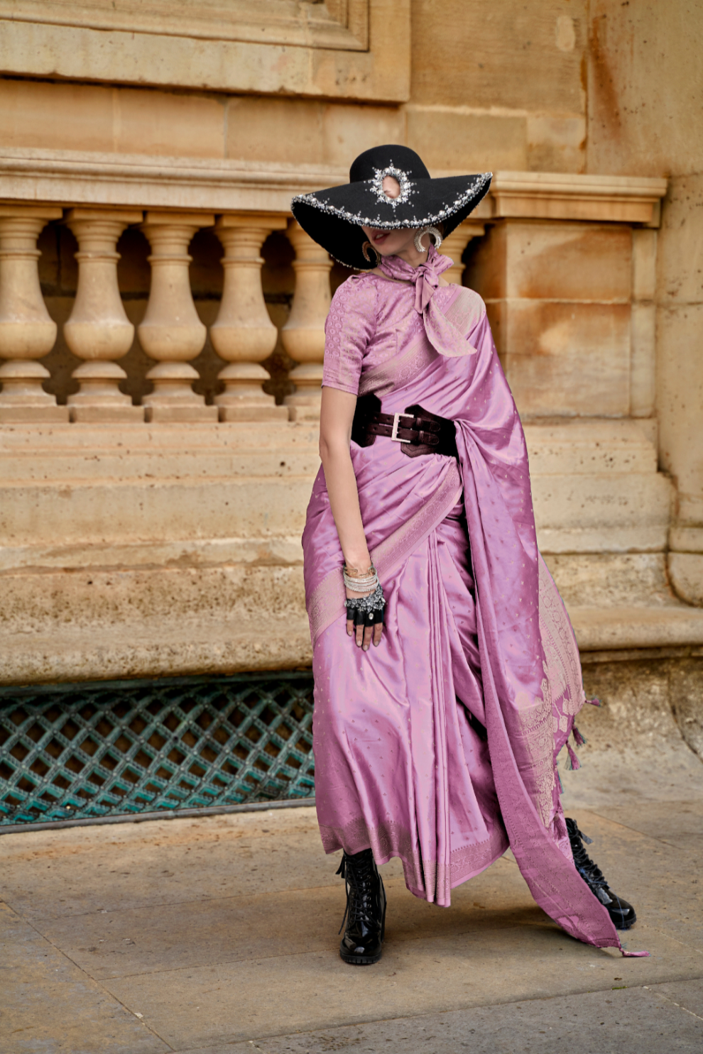 Banarasi Satin Silk Saree with Rich Traditional Weaving