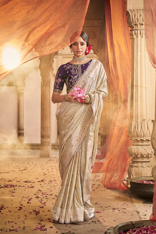 Pure Satin Bliss Saree with Fancy Finish and Designer Appeal - LaVante Fashion
