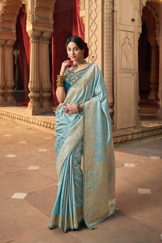 Pure Satin Bliss Saree with Fancy Finish and Designer Appeal - LaVante Fashion