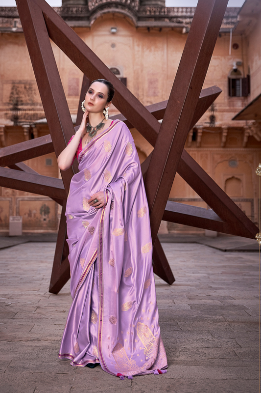 Luxurious Satin Fabric Adorned with Traditional Zari Work - LaVante Fashion