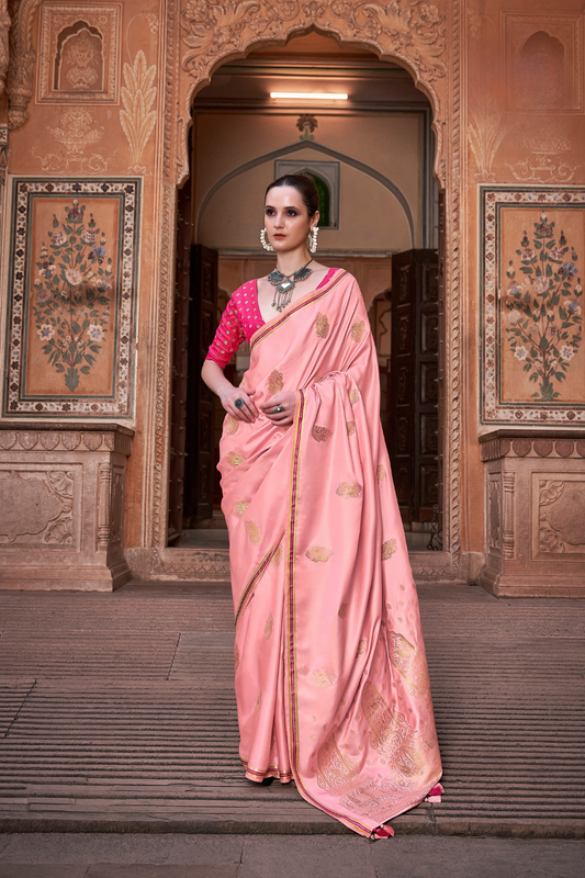 Luxurious Satin Fabric Adorned with Traditional Zari Work - LaVante Fashion