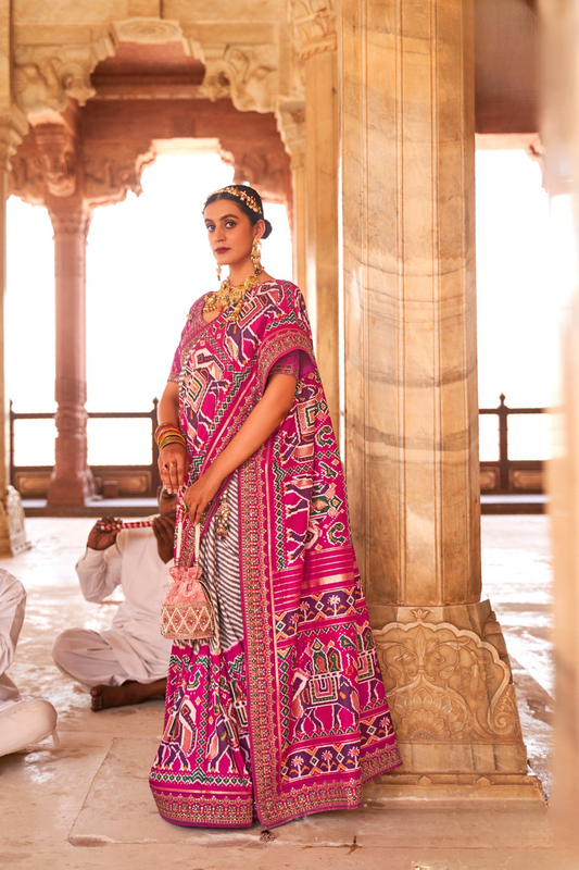 Elegant Designer Patola Saree in Pure Smooth Silk