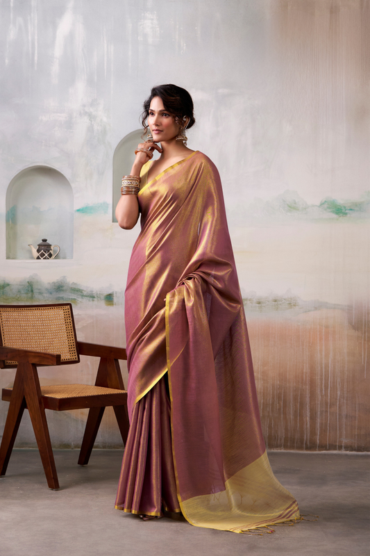Lightweight Tissue Silk Saree with Luxurious Glow Finish