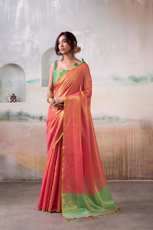 Lightweight Tissue Silk Saree with Luxurious Glow Finish