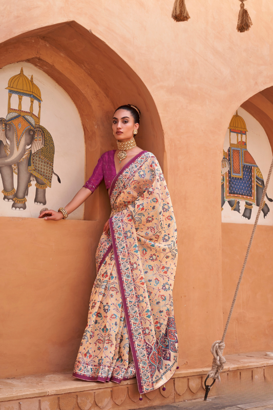 Elegant Tissue Silk Saree with Patola Designer Blouse