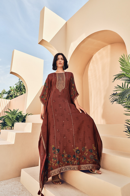 Pure Viscose Digitally Printed Kaftan with Pants