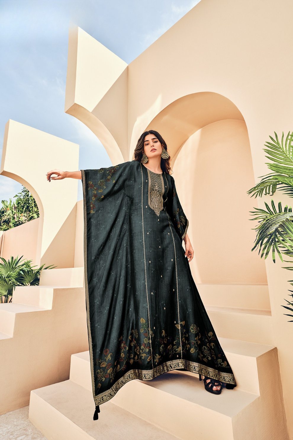 Pure Viscose Digitally Printed Kaftan with Pants