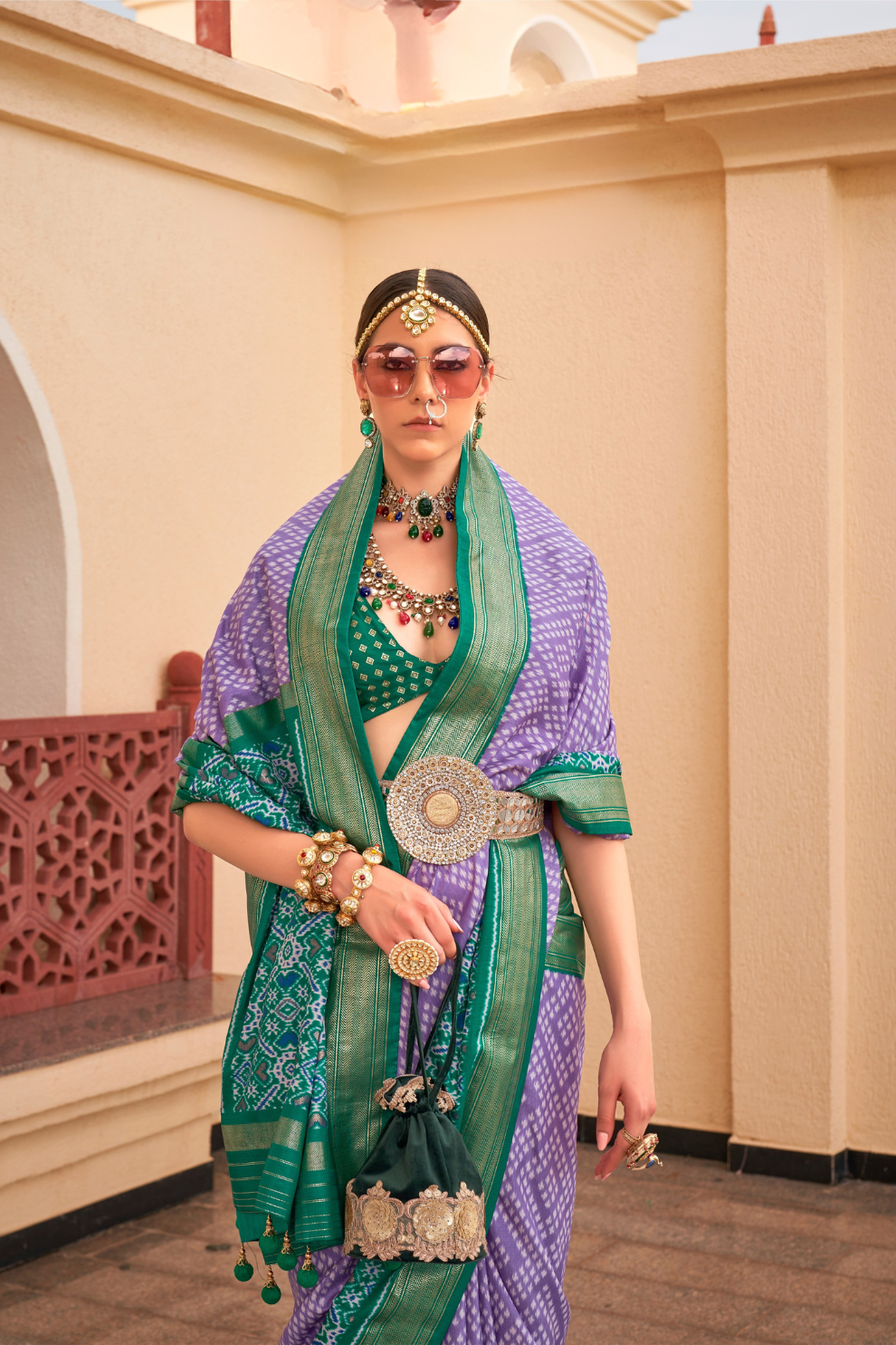 Classy Mehndi Traditional Saree with Elegant Weaving Work