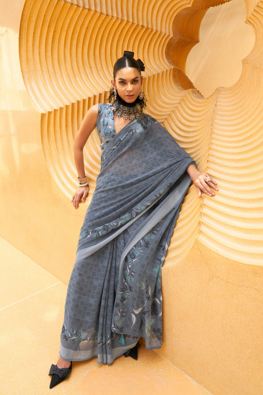 Designer Poly Viscose Silk Georgette Saree with Digital Prints