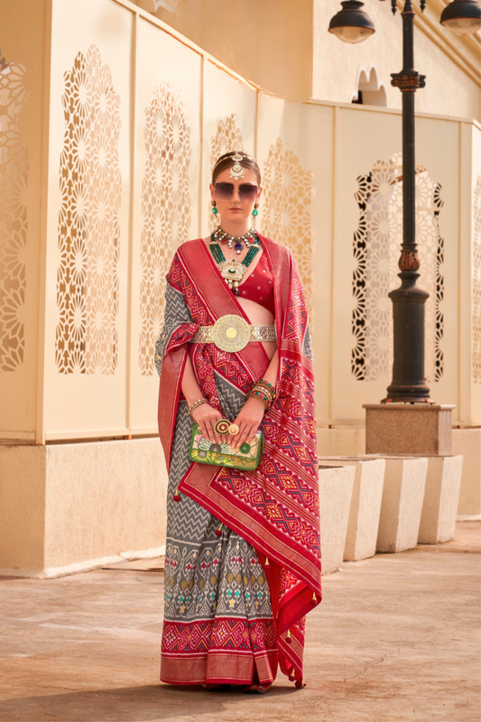 Classy Mehndi Traditional Saree with Elegant Weaving Work