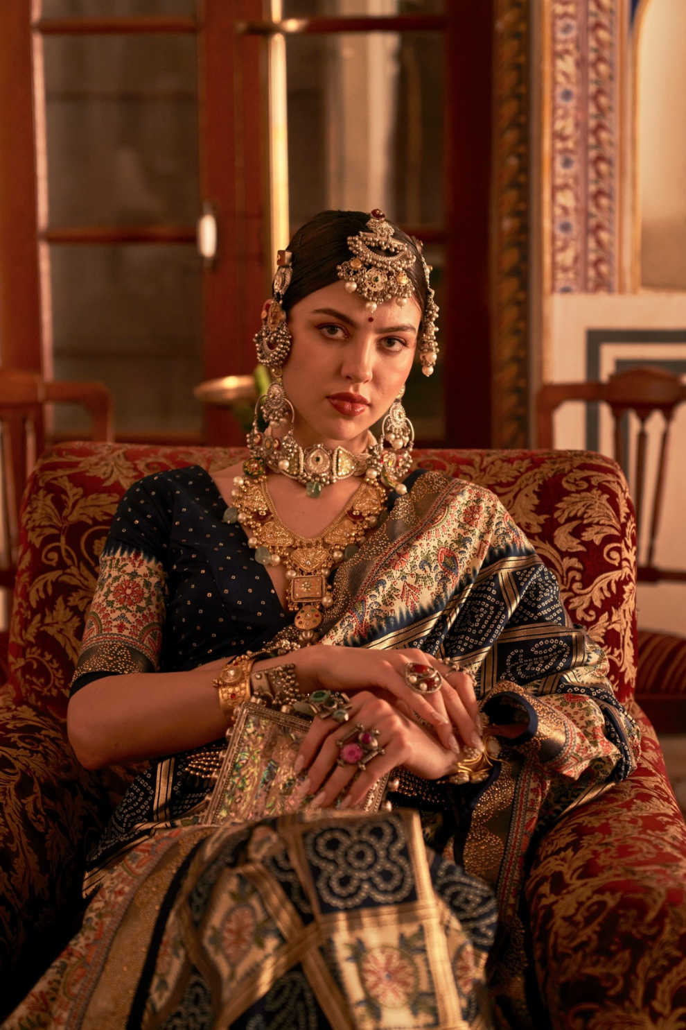 Elegant Pure Silk Bandhani Saree with Weaving and Artistic Print