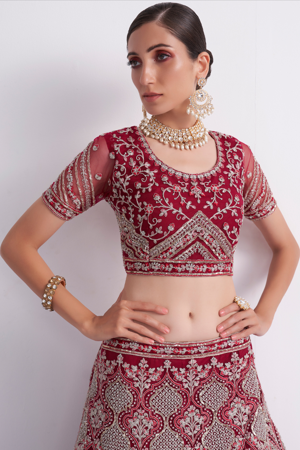 Graceful Wedding Lehenga Choli In Net Fabric With Embroidery Work