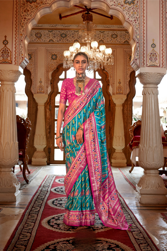 Designer Soft Silk Saree with Patola Prints