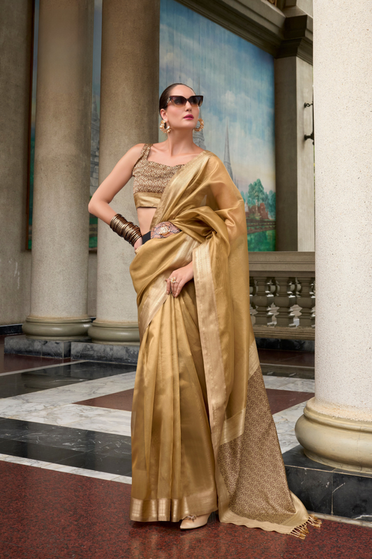 Pure Tissue With Beautiful Designer Pallu and blouse - LaVante Fashion