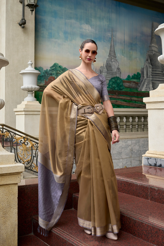 Pure Tissue With Beautiful Designer Pallu and blouse - LaVante Fashion