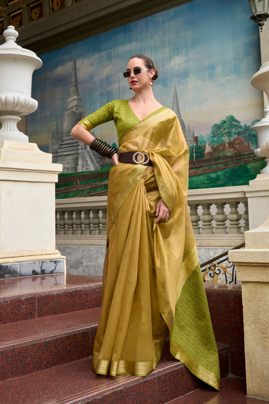 Pure Tissue With Beautiful Designer Pallu and blouse - LaVante Fashion