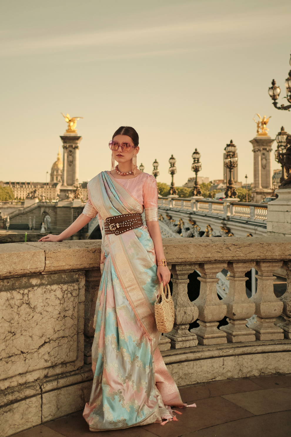 Banarasi Woven Satin Silk Blend Saree with Tassel Accents