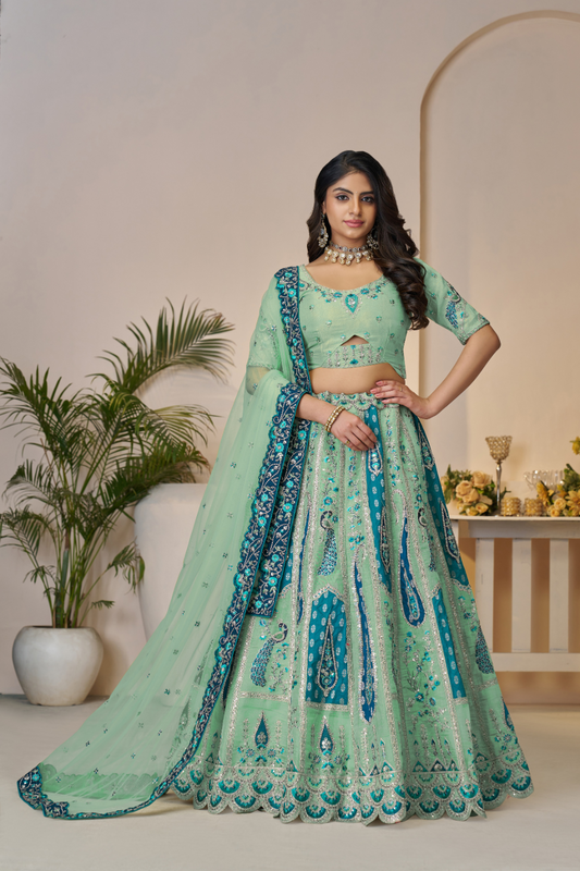 Traditional Designer Lehenga Featuring Embroidery and Intricate Cut Work