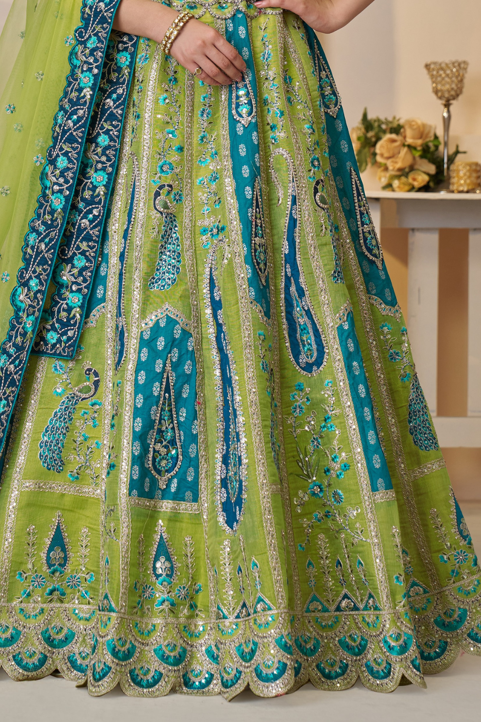 Traditional Designer Lehenga Featuring Embroidery and Intricate Cut Work