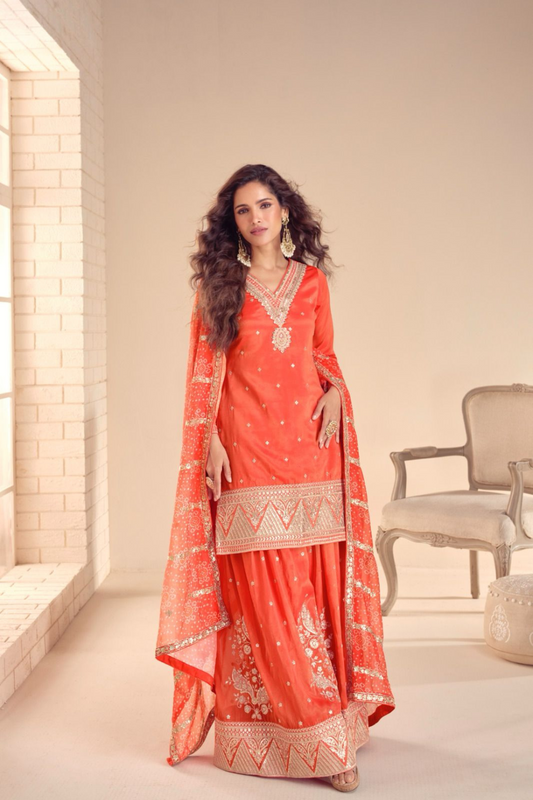 Regal Embroidered Sharara Ensemble with Statement Dupatta