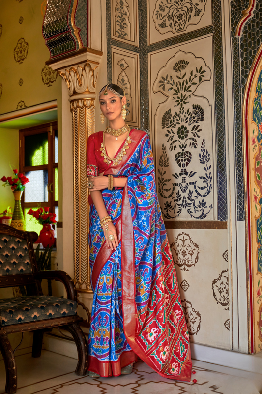 Classic Patola Printed Saree Enhanced with Contrast Zari Border