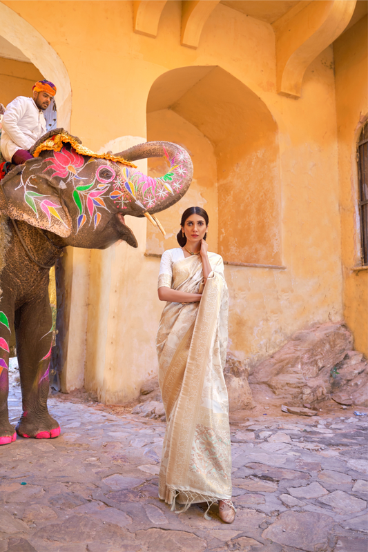 Designer Kanjivaram Saree with Sequin Woven Detailing