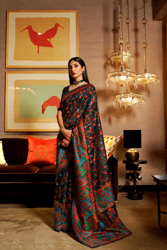 Banarasi Jamawar Silk Saree with Traditional Woven Design