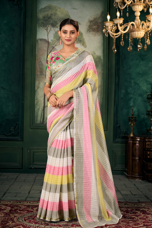 Soft Chanderi Linen Fabric with Artistic Digital Print - LaVante Fashion