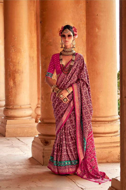 Super Poly Viscose Silk Saree with Traditional Patola Design - LaVante Fashion