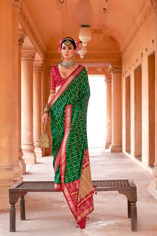 Radiant Super Polyester Viscose Silk Saree with Traditional Patola Design - LaVante Fashion