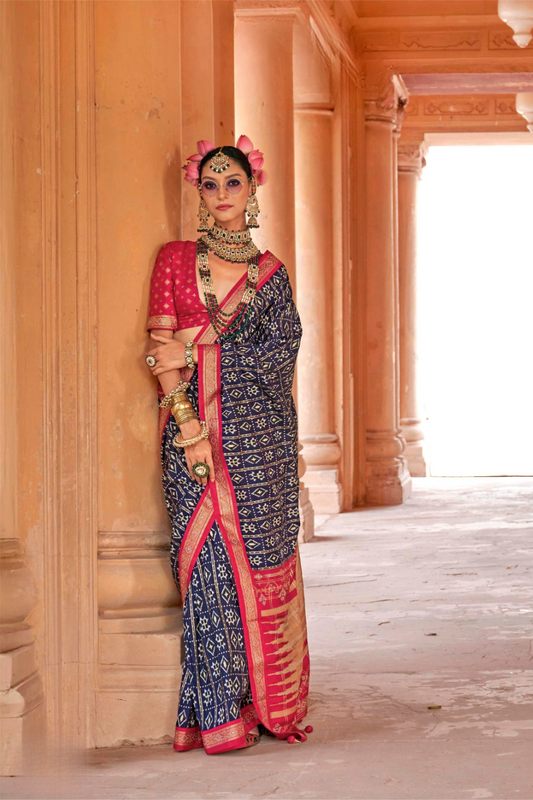 Radiant Super Polyester Viscose Silk Saree with Traditional Patola Design - LaVante Fashion