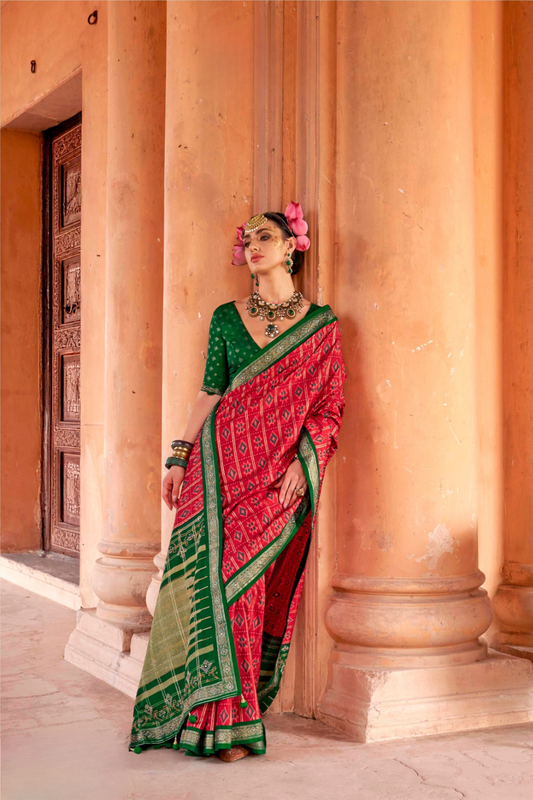 Radiant Super Polyester Viscose Silk Saree with Traditional Patola Design - LaVante Fashion