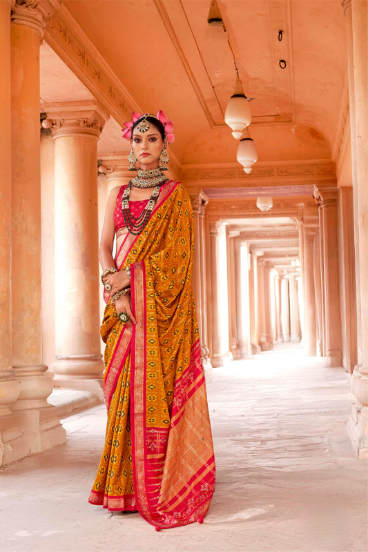 Radiant Super Polyester Viscose Silk Saree with Traditional Patola Design - LaVante Fashion