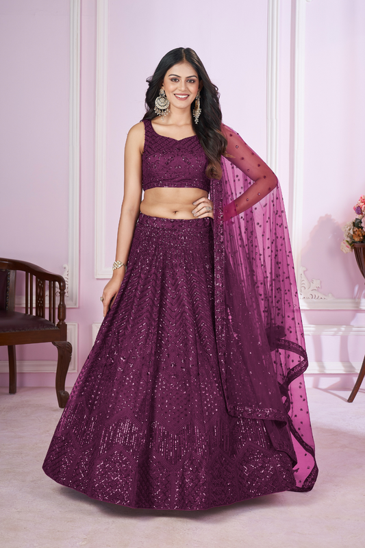 Designer Lehenga Set with Sequins Thread & Badla Zari Embroidery