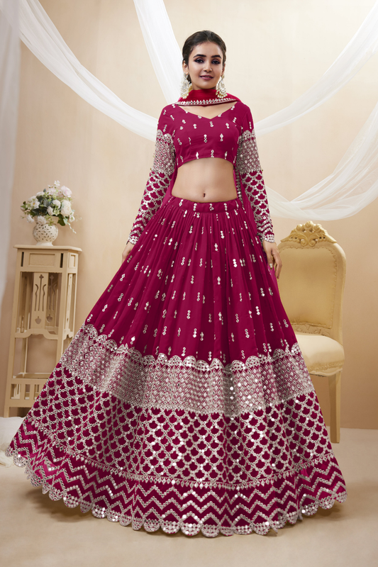 Designer Georgette Lehenga and Soft Net Dupatta Ensemble