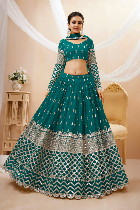 Designer Georgette Lehenga and Soft Net Dupatta Ensemble