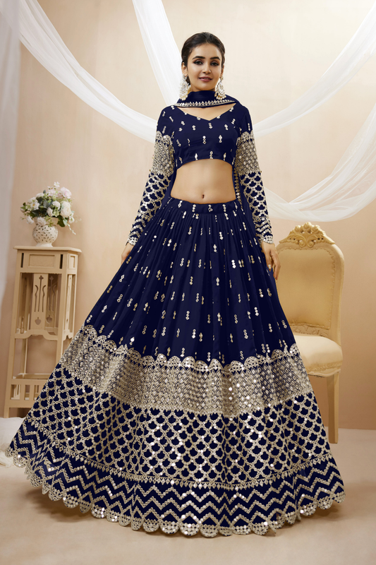 Designer Georgette Lehenga and Soft Net Dupatta Ensemble