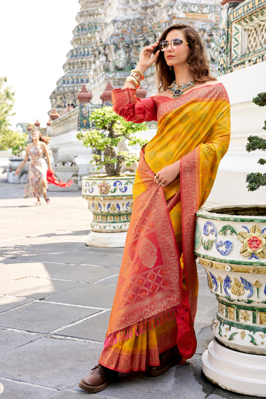 Soft Banarasi Bandhani Silk Saree with Traditional Weaving - LaVante Fashion
