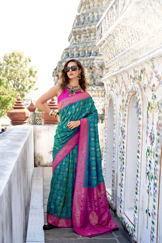 Soft Banarasi Bandhani Silk Saree with Traditional Weaving - LaVante Fashion