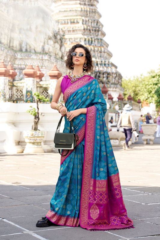 Soft Banarasi Bandhani Silk Saree with Traditional Weaving - LaVante Fashion