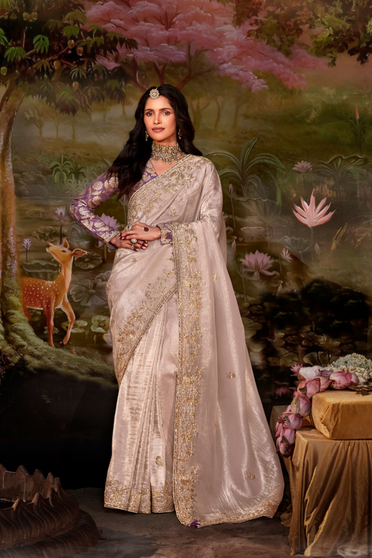 Dolla Silk Embroidered Wedding Saree with Contrast Blouse Design