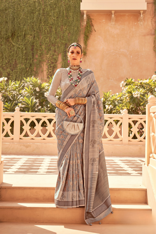 Rich Banarasi Handwoven Linen Silk Saree with Traditional Weave