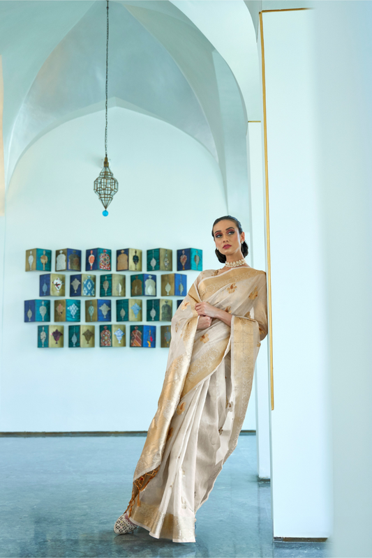 Tissue Finish Silk Saree with Blouse for Special Events